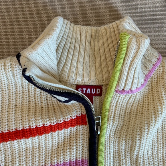 NEW STAUD Hampton Sweater - Cream Rainbow Multi - Picture 9 of 13